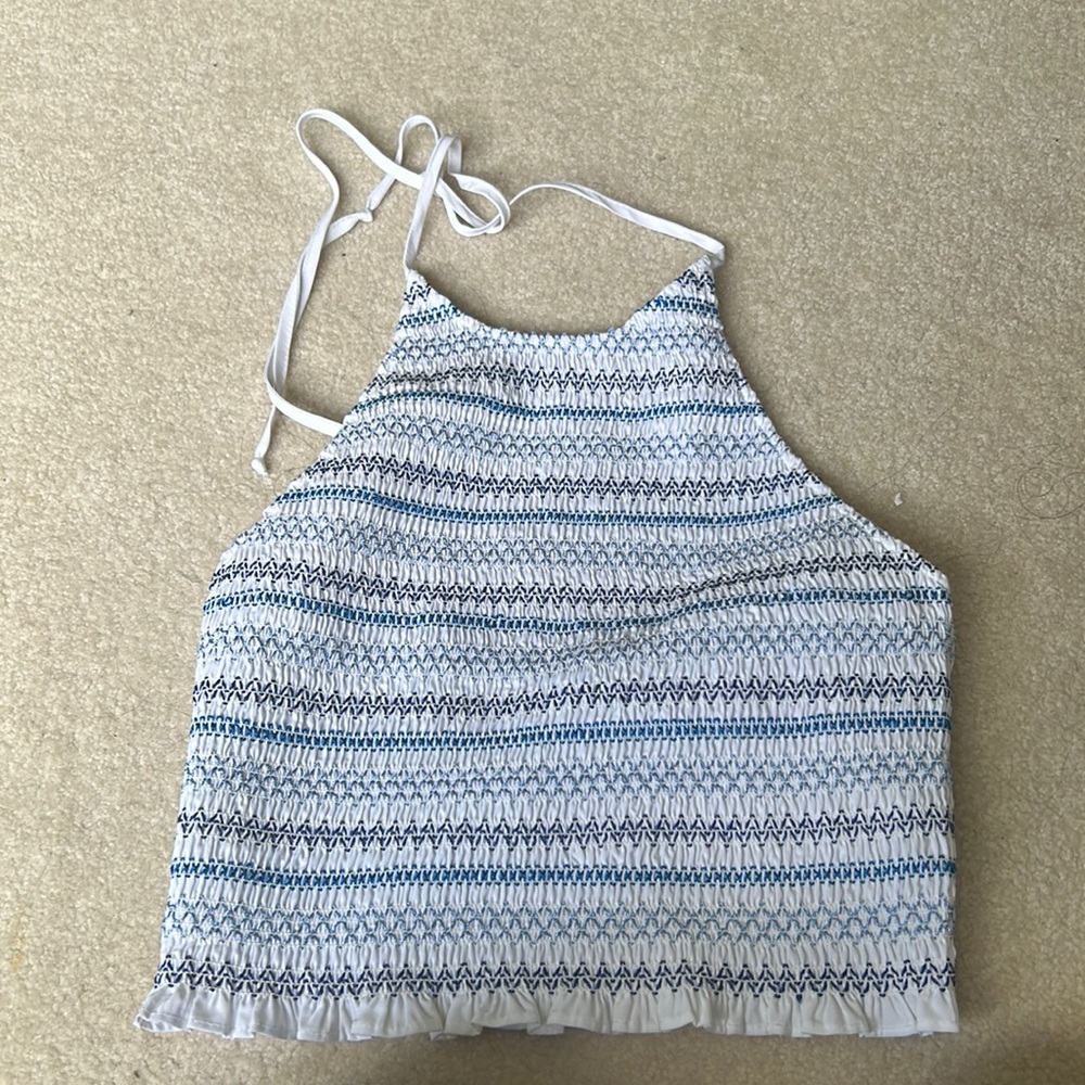 zara’s white halter top